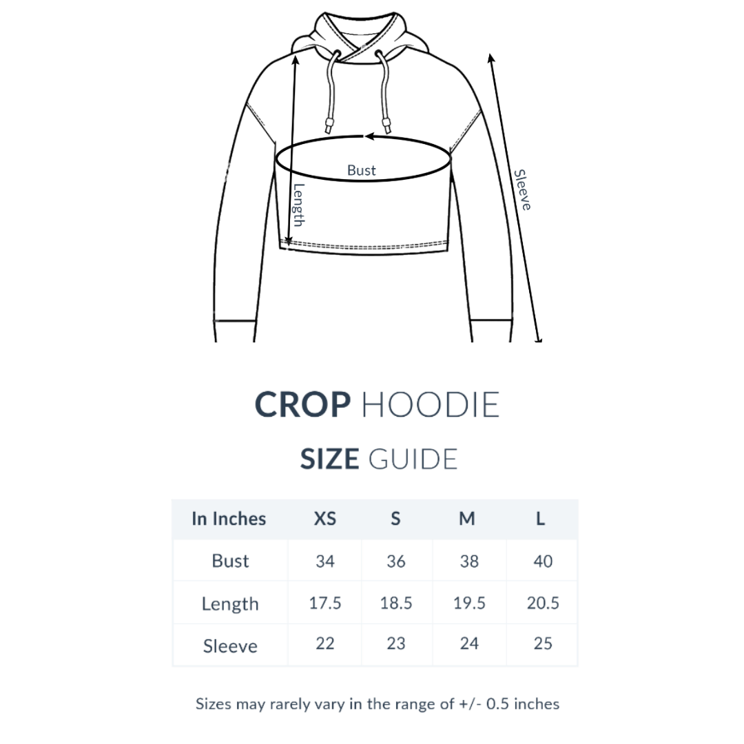 Crop Hoodie Size Guide chart