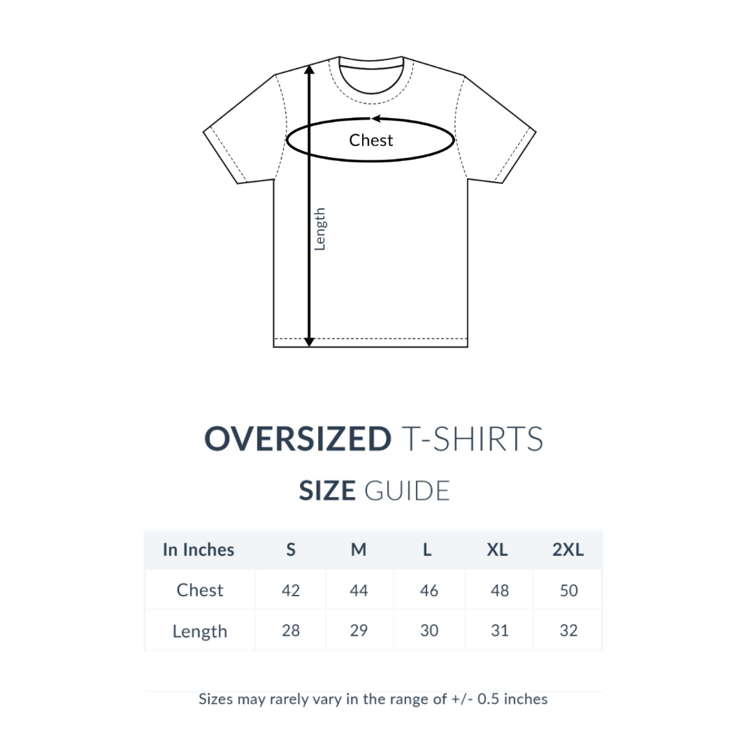 Oversized T-Shirt Size Guide chart