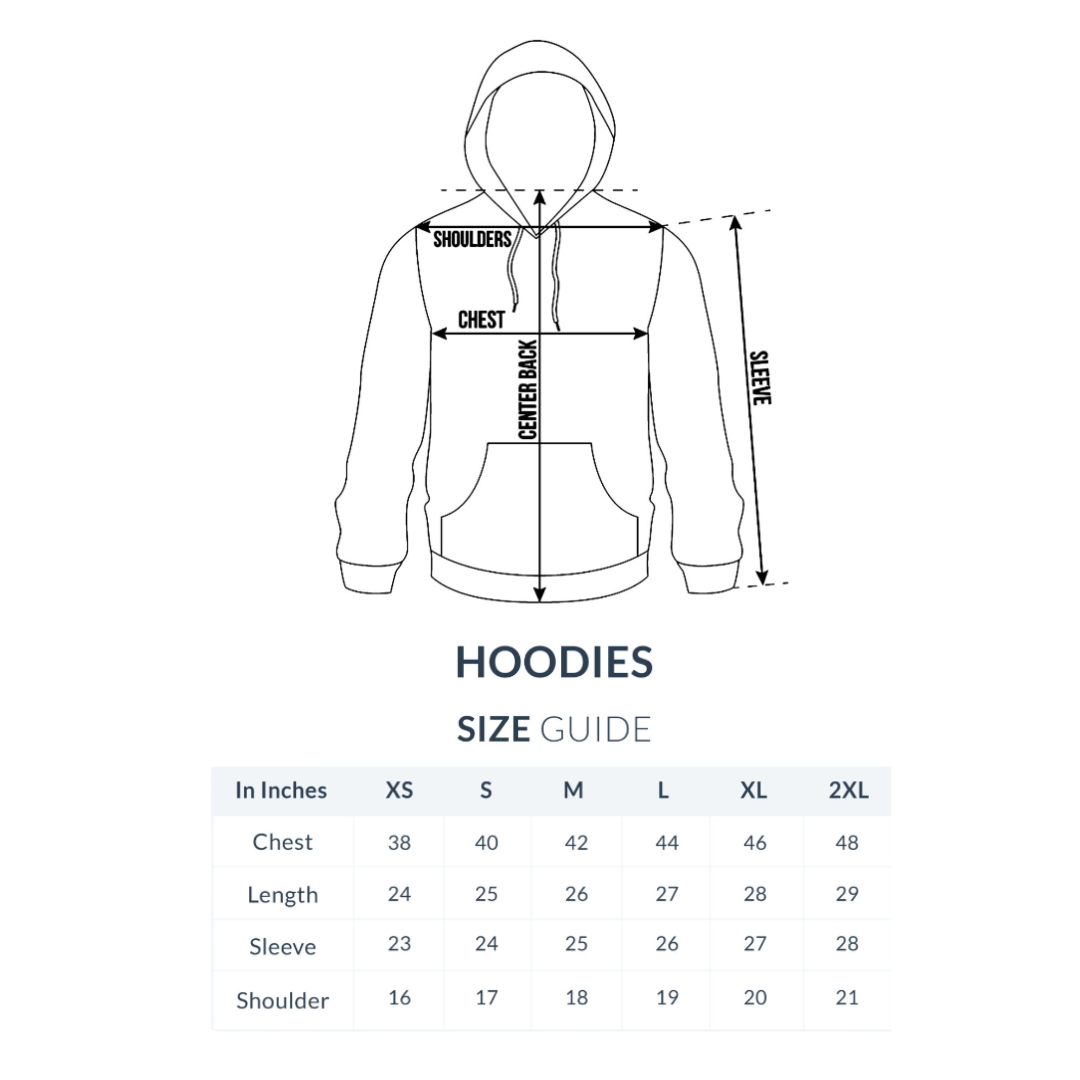 Hoodie Size Guide chart