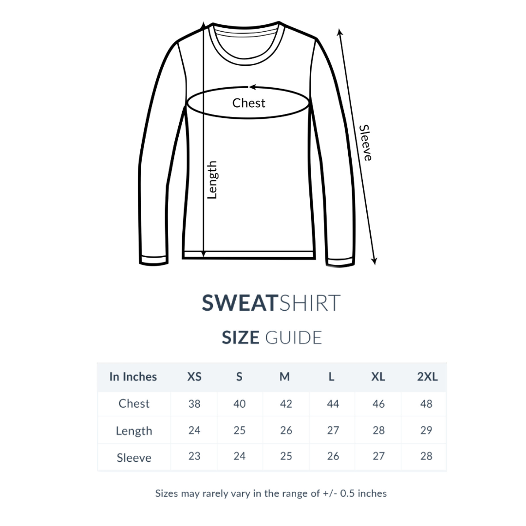 Sweatshirt Size Guide chart